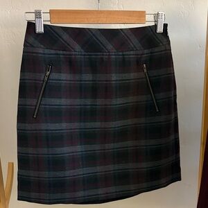 LOFT Black and Purple Plaid Mini Skirt
